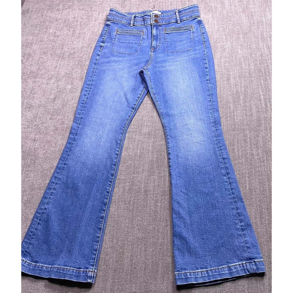 Loft The Slim Flared Jeans Womens 29/8 Blue Denim Welt Patch Pockets Casual Wear